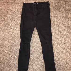 Hollister high waisted black distressed jeans